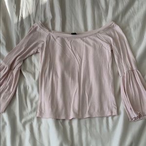 Pink bell sleeve crop top